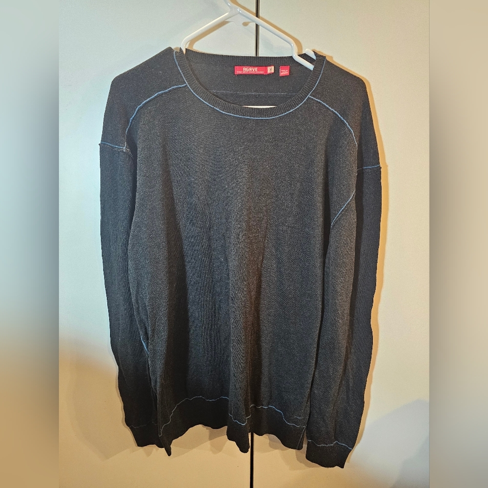 Agave Men's Black Sweater with Blue Stitching
